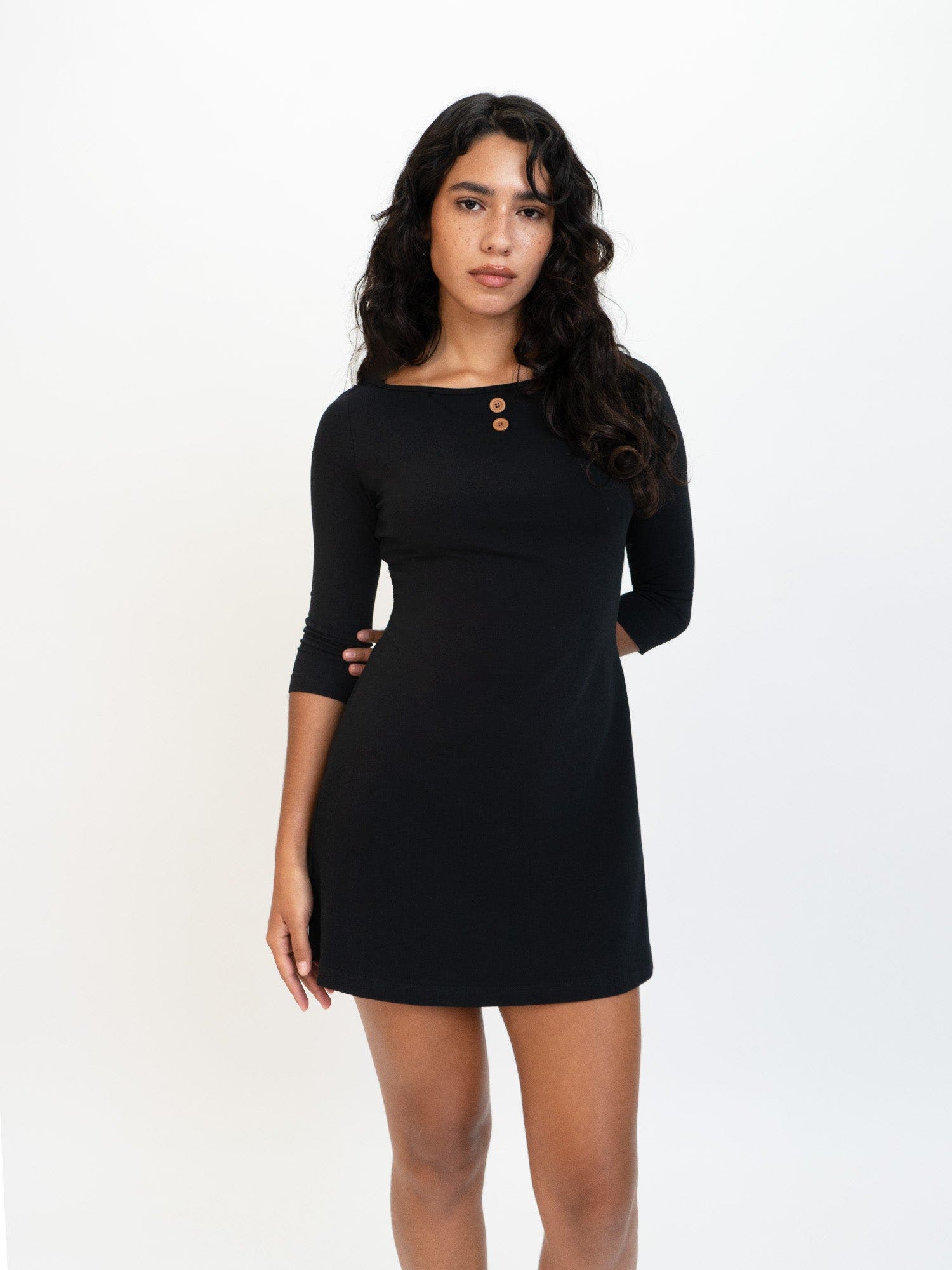 3/4 Sleeve Boat Neck Dress (Women) | Nordstrom
