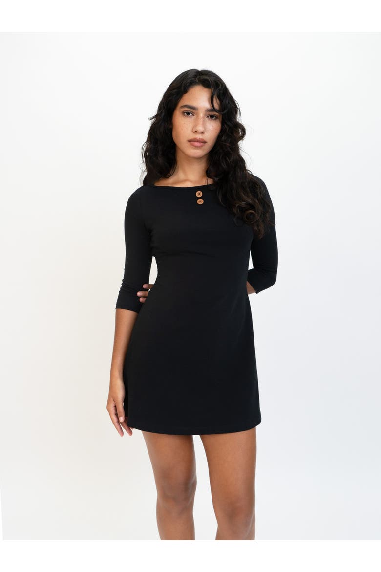3/4 Sleeve Boat Neck Dress, Alternate, color, Navy