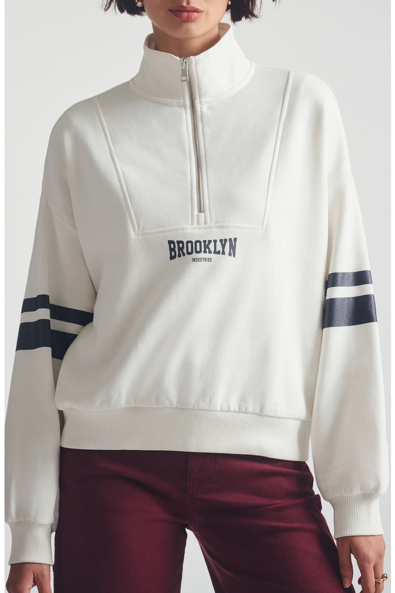 Oversize Half Zip Cotton Sweatshirt, Main, color, ANTIQUE WHITE