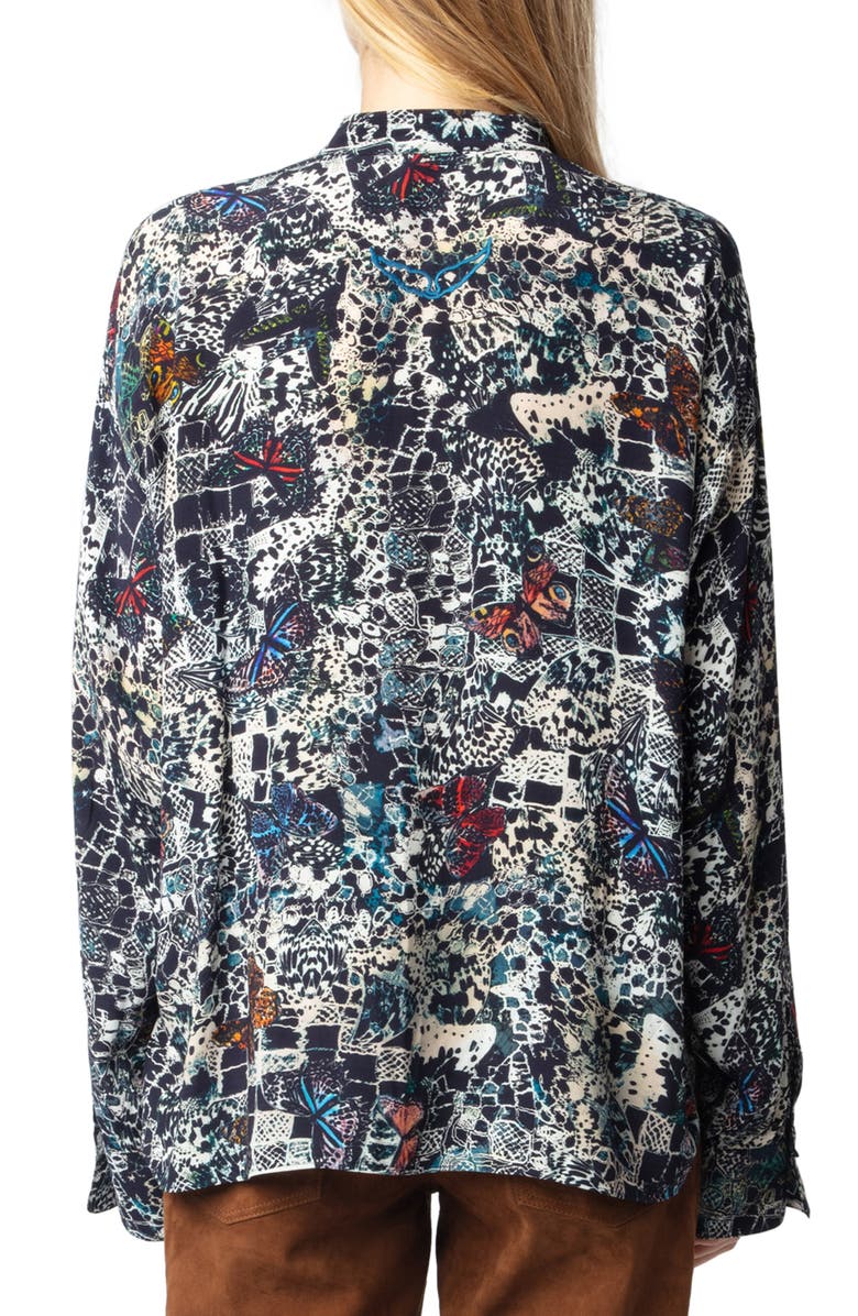 Zadig & Voltaire Truett Soft Butterflies Button-Up Shirt, Alternate, color, 