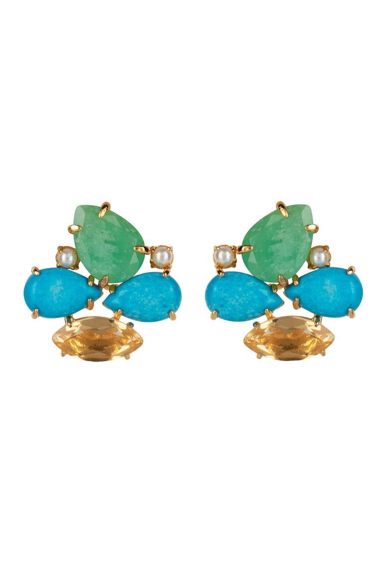 Honolulu Stud Earrings, Main, color, Blue & Green
