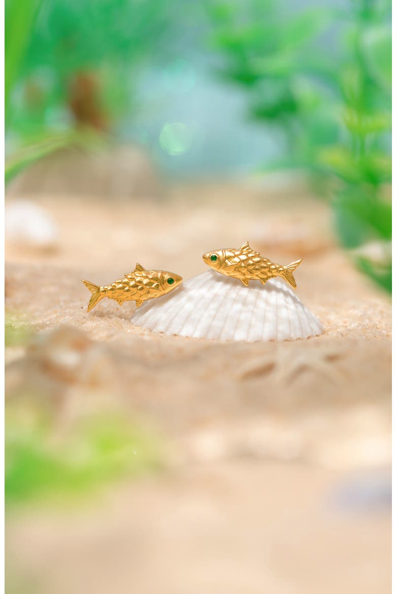 Fish Stud Earrings, Alternate, color, GOLD