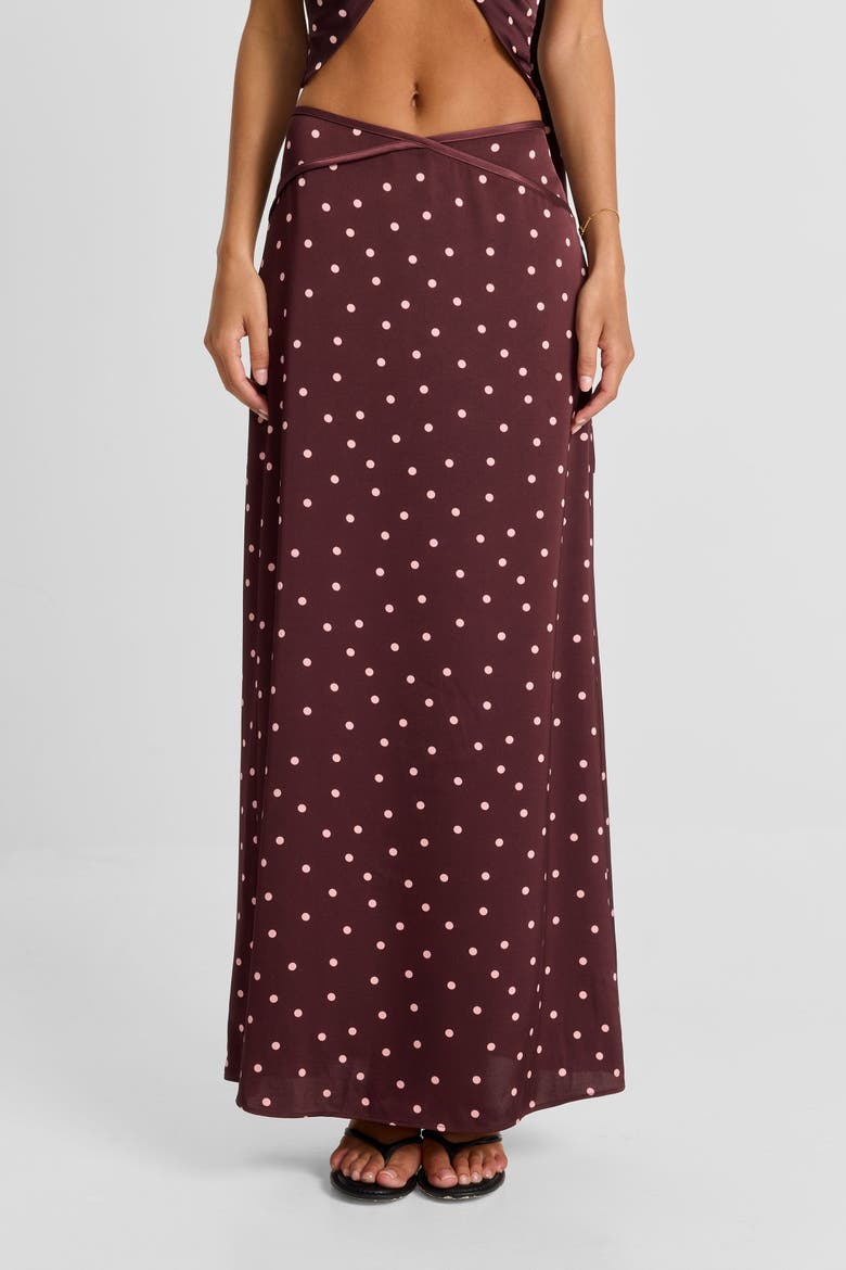 Cici Maxi Skirt, Alternate, color, Pink Polkadot