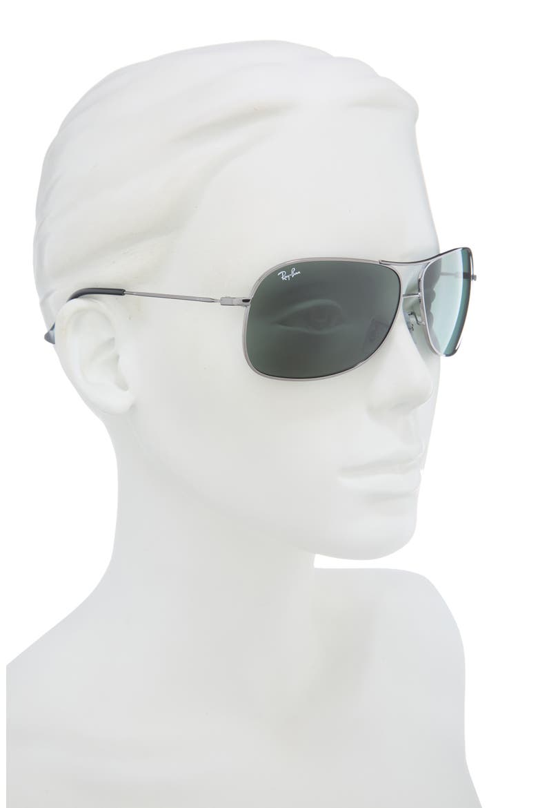 64mm Aviator Sunglasses, Alternate, color, GUNMETAL