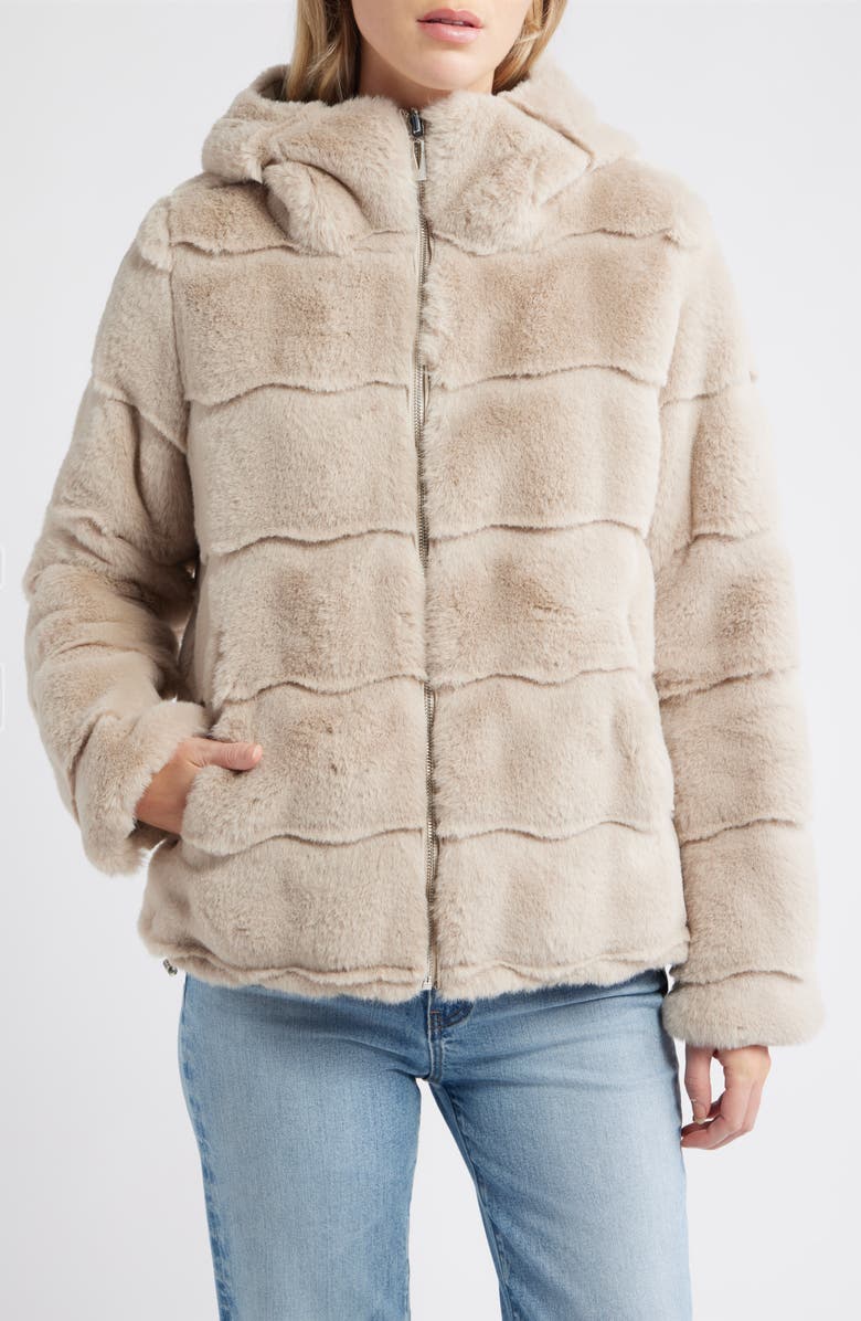 Via Spiga Faux Fur Jacket, Alternate, color, Warm Grey