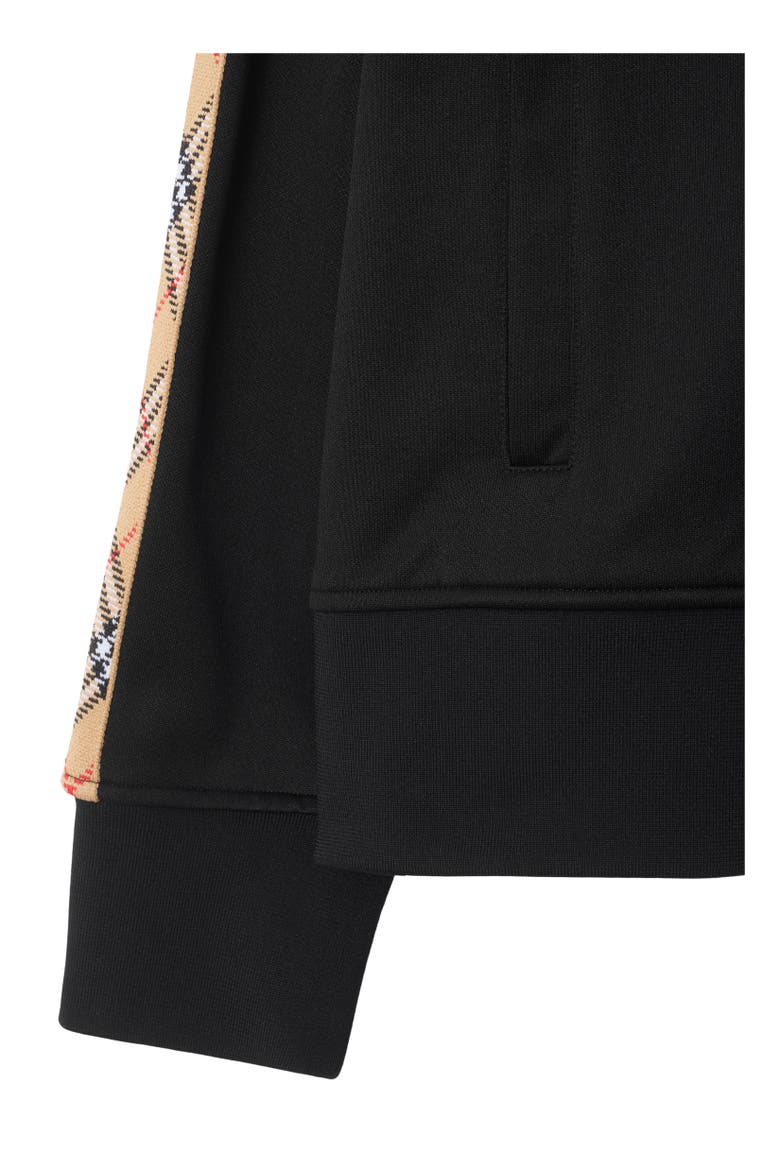 Check Trim Cotton Blend Track Jacket, Alternate, color, Black