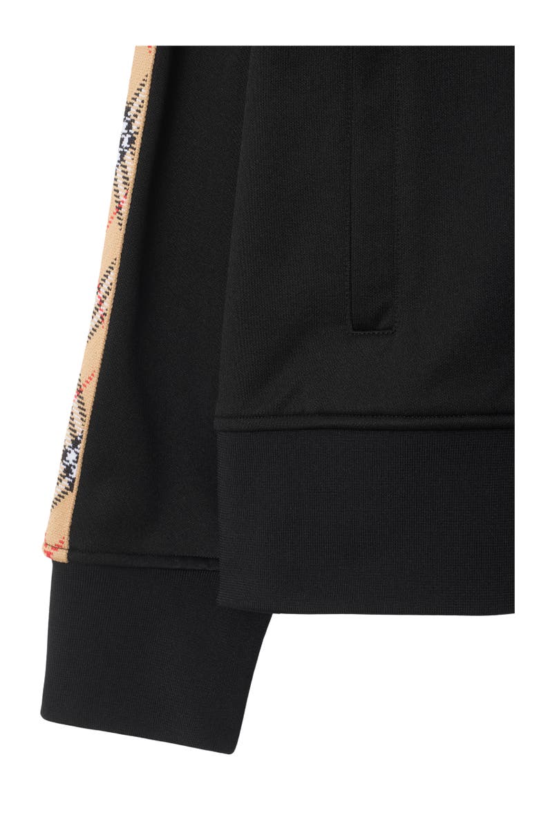 Burberry Check Trim Cotton Blend Track Jacket, Alternate, color, Black