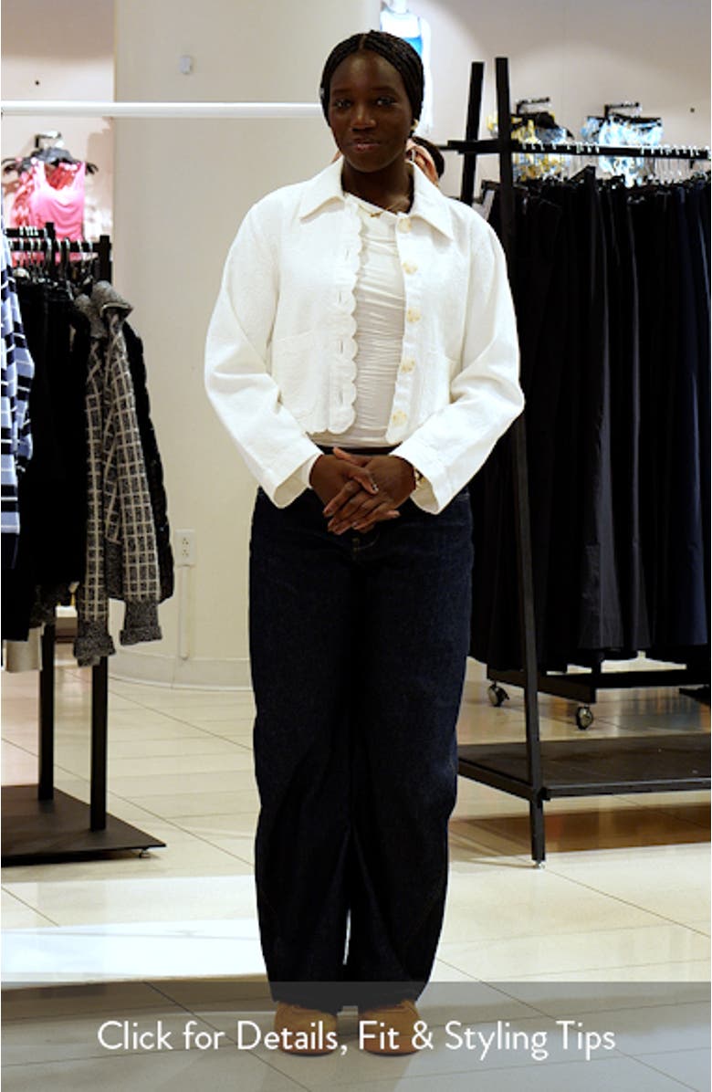 Scallop Detail Cotton Crop Jacket, sales video thumbnail