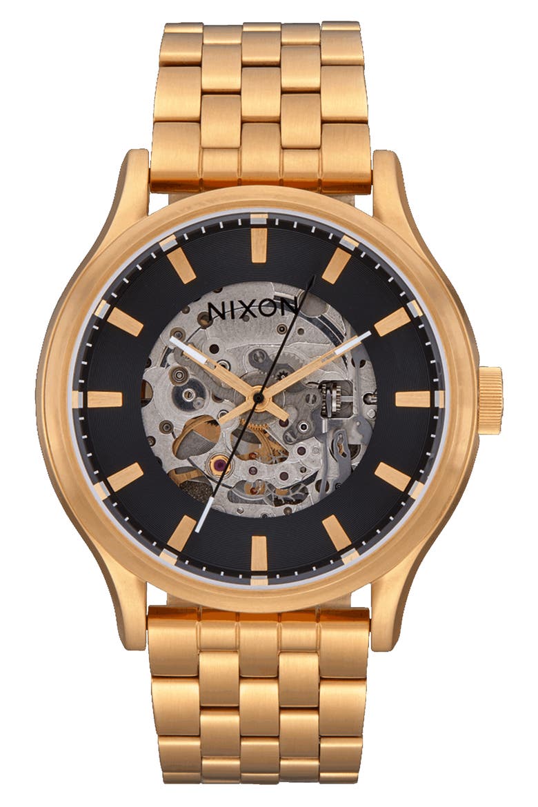 Spectra Automatic Bracelet Watch, 40mm, Main, color, BLACK / GOLD