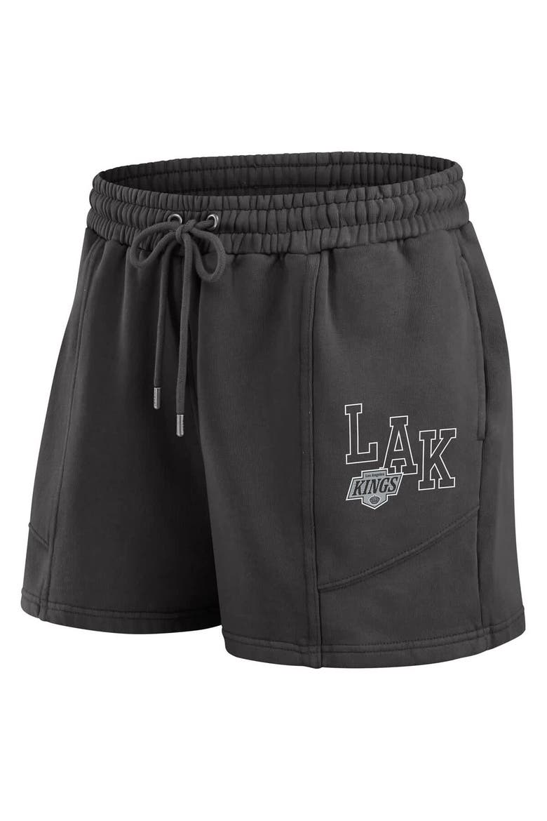 Women's WEAR by Erin Andrews Black Los Angeles Kings Washed Fleece Sweatshirt & Shorts Lounge Set, Alternate, color, Black