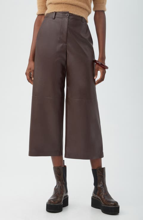 Tanashi Faux Leather Crop Wide Leg Pants