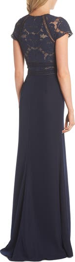 Lace & Crepe A-Line Gown