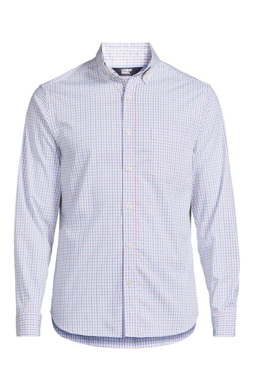 Lands' End Traditional Fit Long Sleeve Travel Kit Shirt In Blue