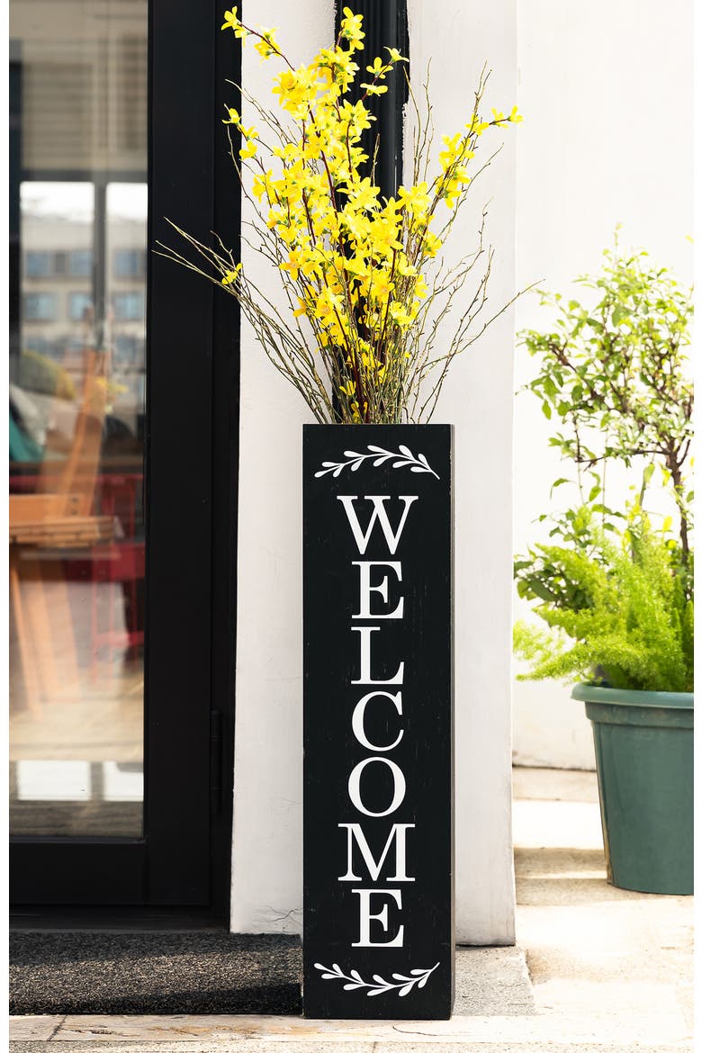 Double Sided Solid Wood Boxed "WELCOME PORCH" Porch Sign, Alternate, color, Black