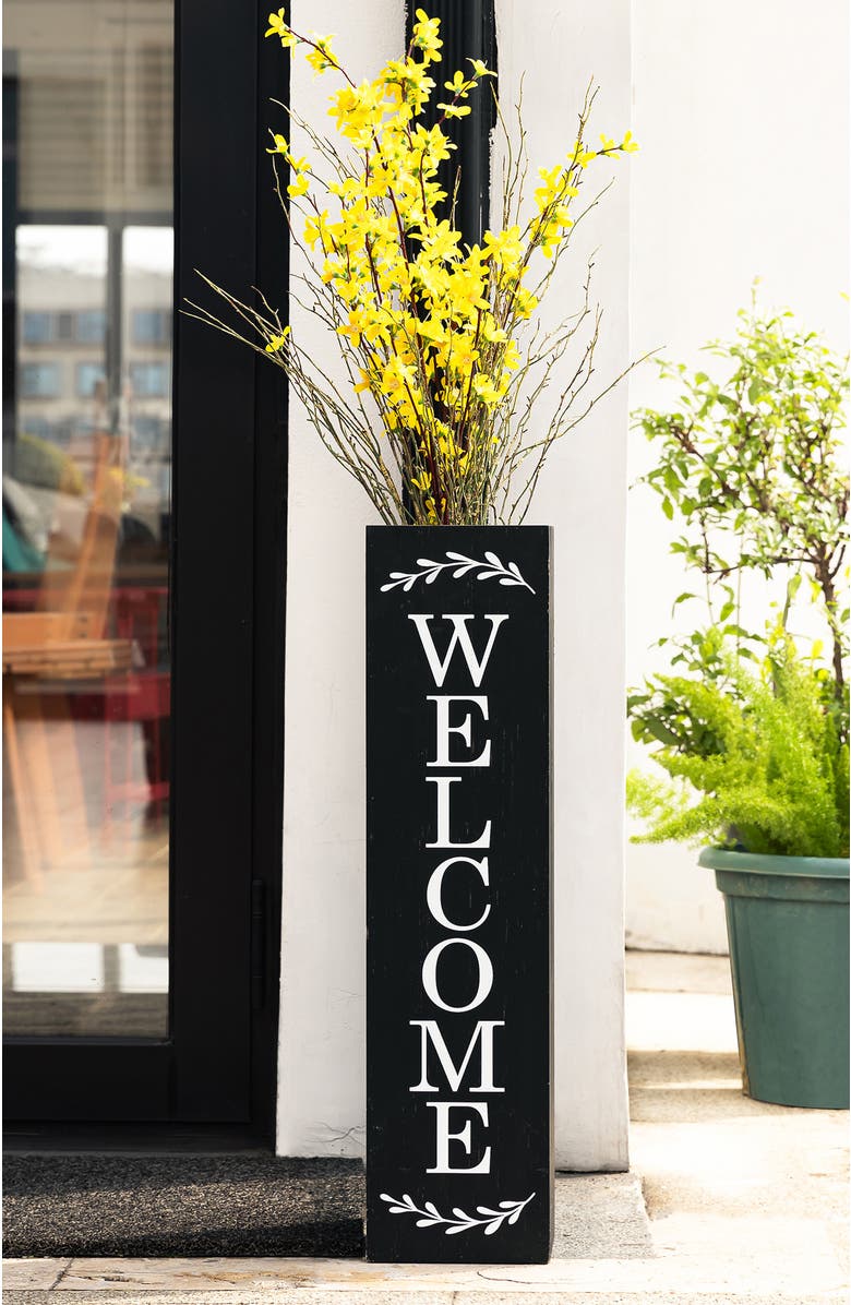 Glitzhome Double Sided Solid Wood Boxed "WELCOME PORCH" Porch Sign, Alternate, color, Black