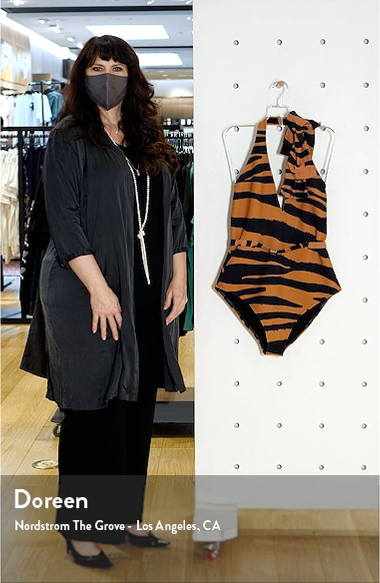 Bow Halter Animal Print One-Piece Swimsuit, sales video thumbnail