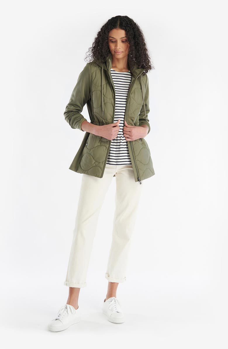 Barbour Willowherb Quilted Mixed Media Jacket, Alternate, color, Dusky Khaki