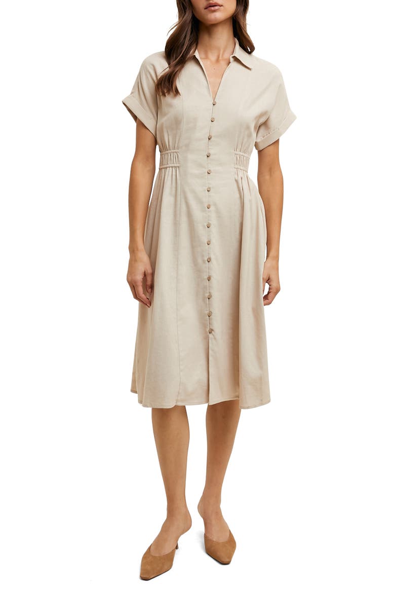 Short Sleeve Midi Shirtdress, Main, color, ECRU