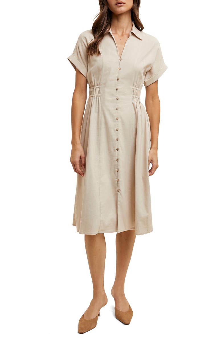 WISHLIST Short Sleeve Midi Shirtdress, Main, color,