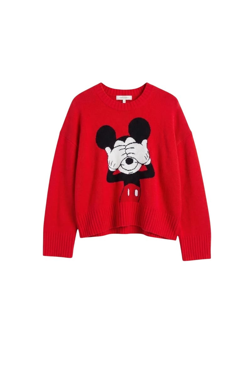 Wool-cashmere Peeakabo Mickey Sweater, Alternate, color, Red