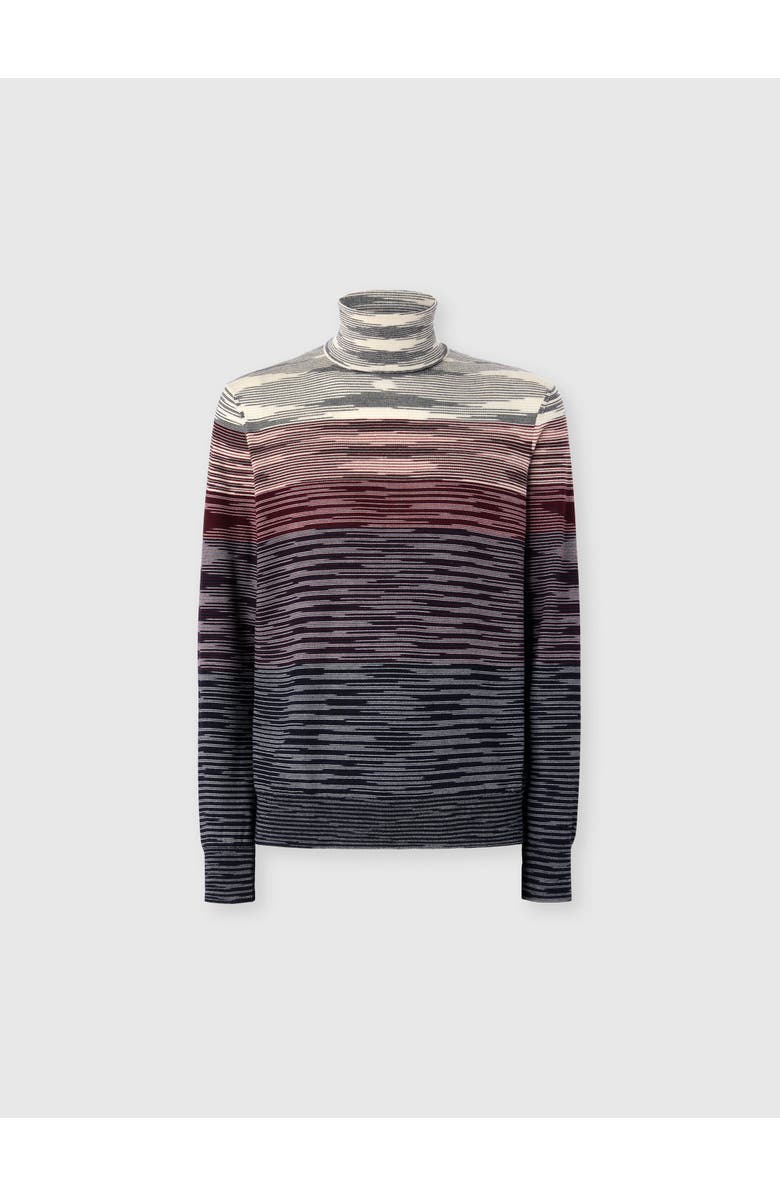 Missoni High-neck Sweater In All-over Flame Wool, Main, color, Beige & Burgundy