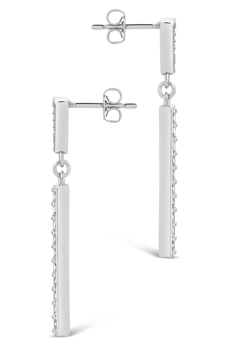 Sterling Forever Kiki Cubic Zirconia Linear Drop Earrings, Alternate, color, Silver