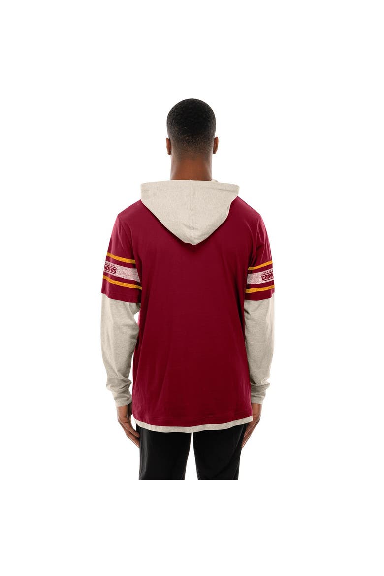 Men's New Era  Burgundy Washington Commanders Twofer Layered Long Sleeve Hoodie T-Shirt, Alternate, color, Burgundy