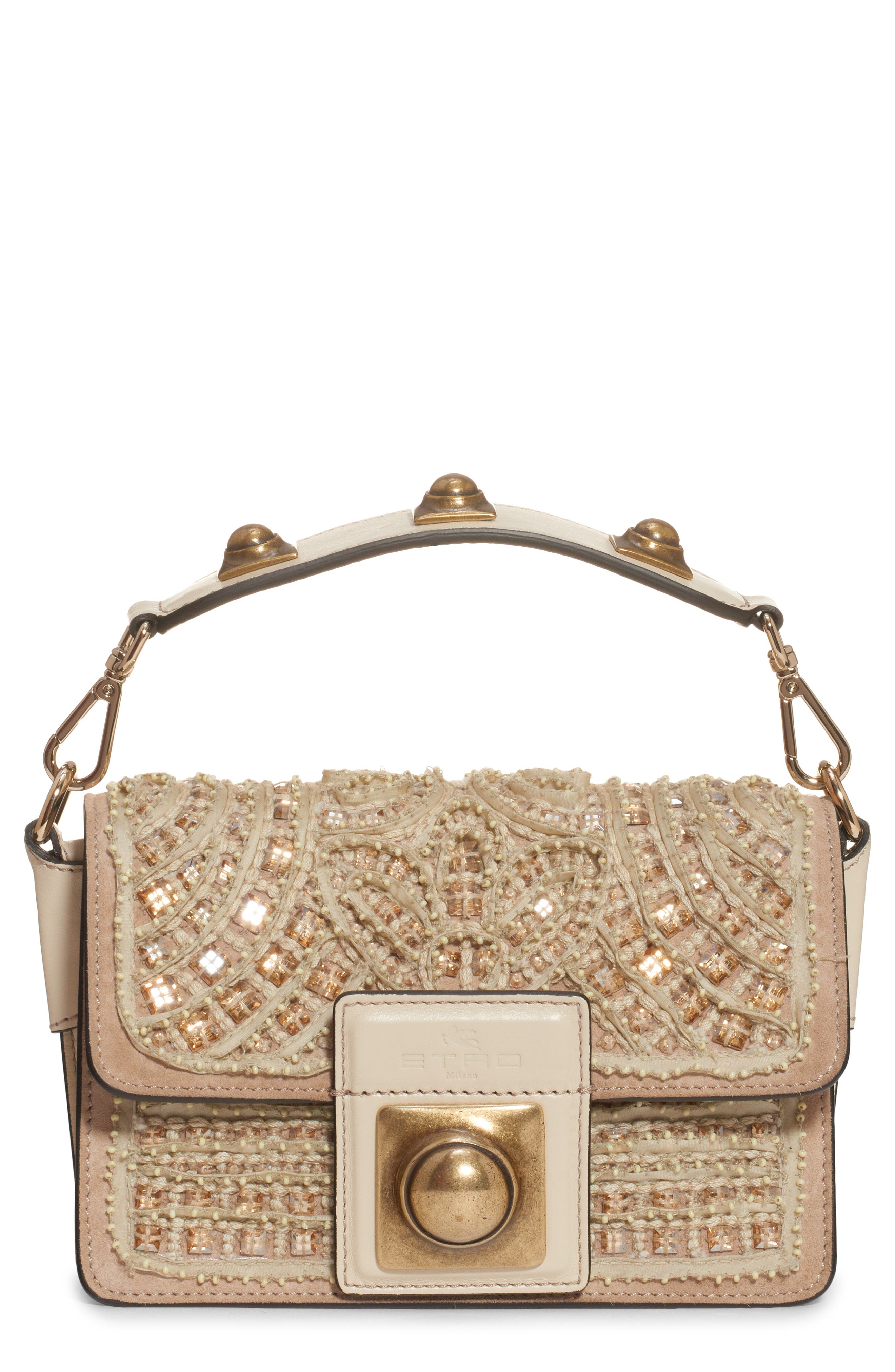 Etro Crown Me Crystal Paisley Shoulder Bag, Main, color, 
