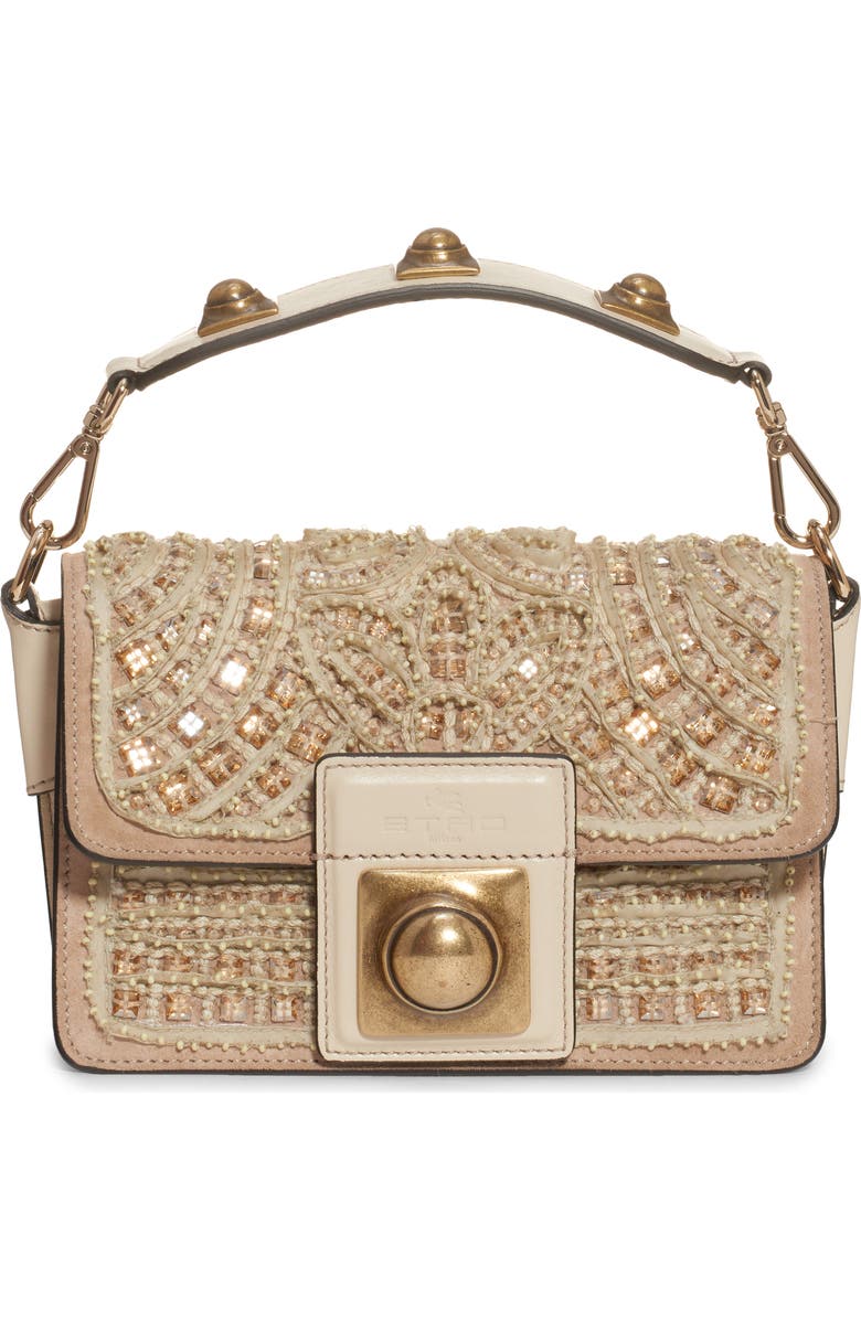 Etro Crown Me Crystal Paisley Shoulder Bag, Main, color,