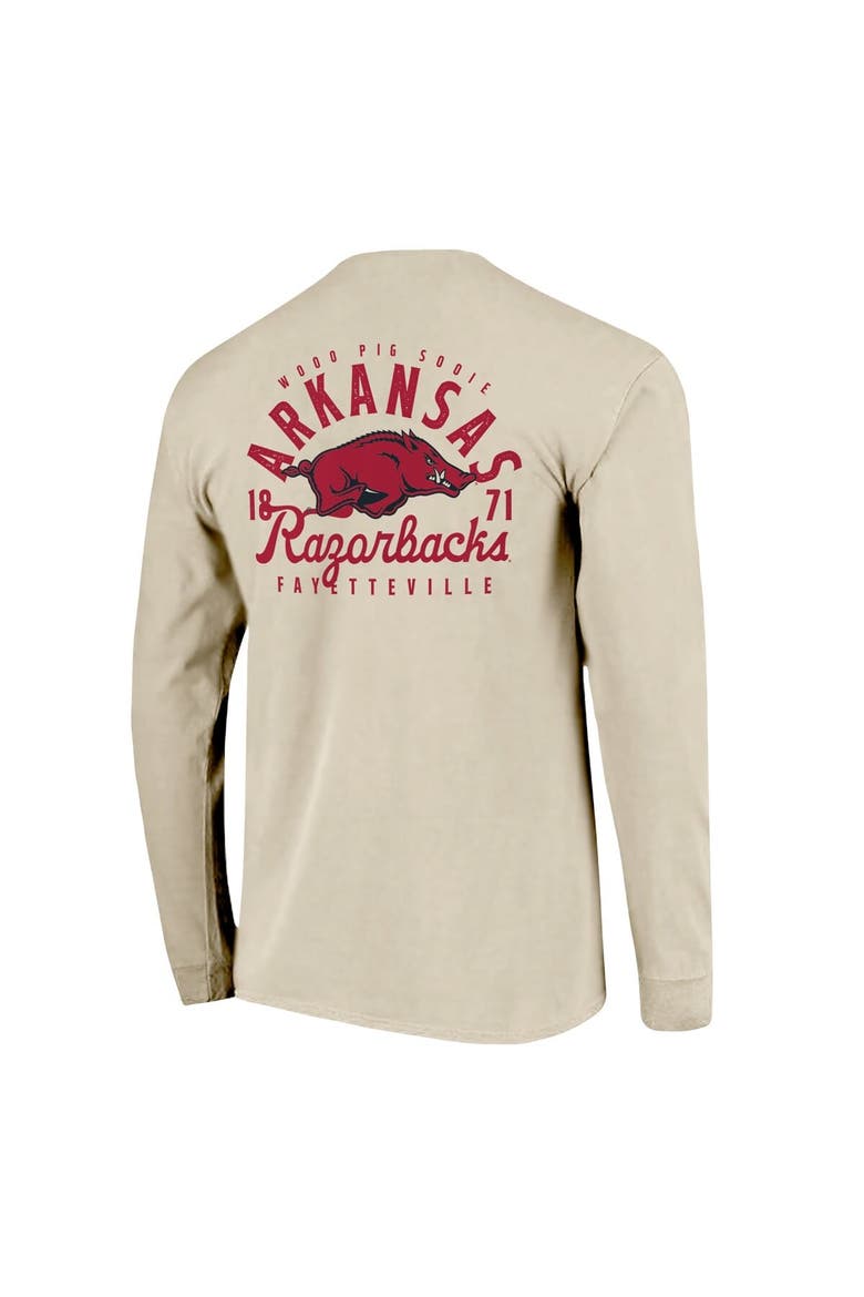 Men's Natural Arkansas Razorbacks Comfort Colors Mascot Overlay Long Sleeve T-Shirt, Alternate, color, Natural
