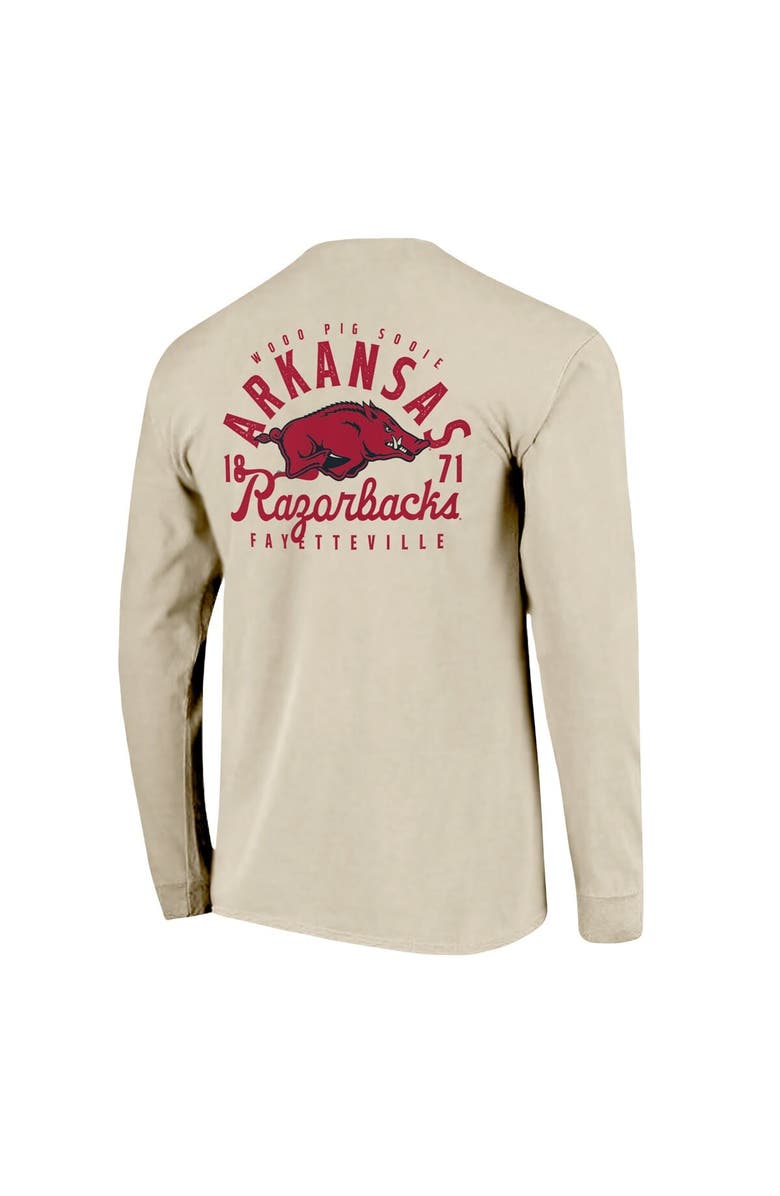 IMAGE ONE Men's Natural Arkansas Razorbacks Comfort Colors Mascot Overlay Long Sleeve T-Shirt, Alternate, color, Natural