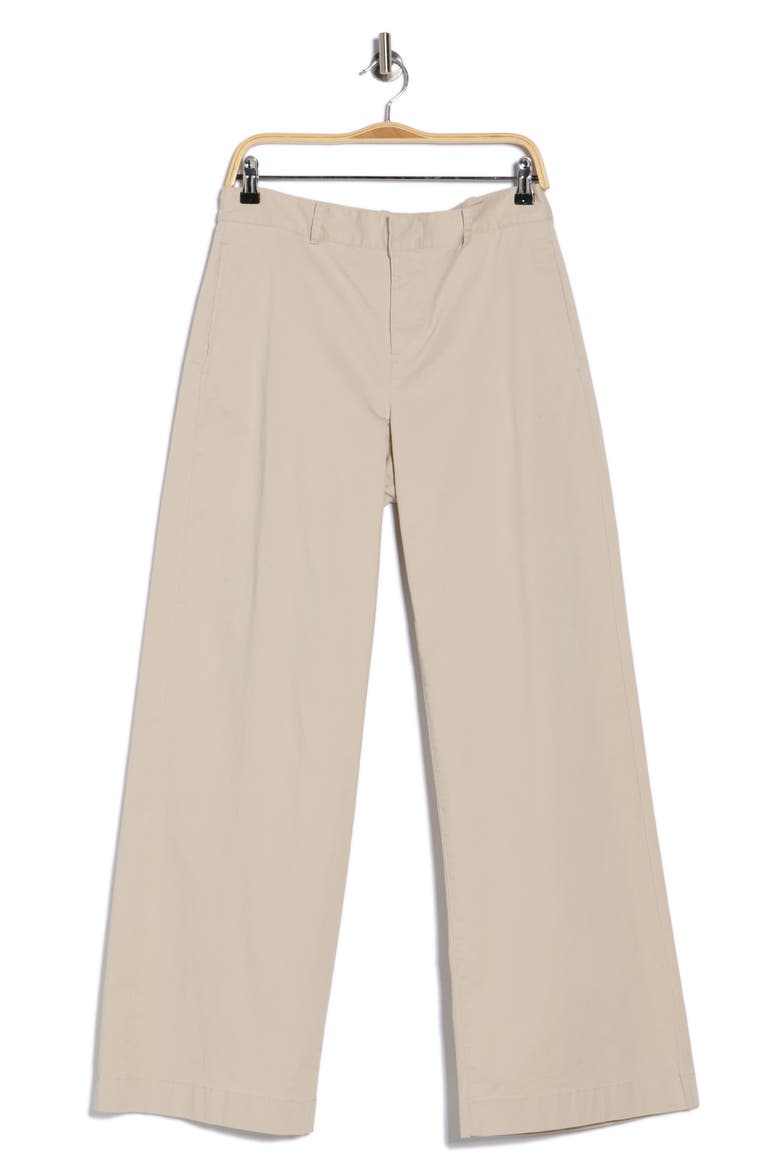 Washed Cotton Wide Leg Pants, Alternate, color, COBBLESTONE