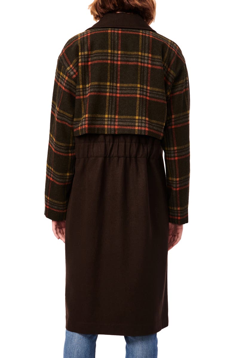 Bernardo Double Breasted Mixed Media Wool Blend Coat, Alternate, color, 