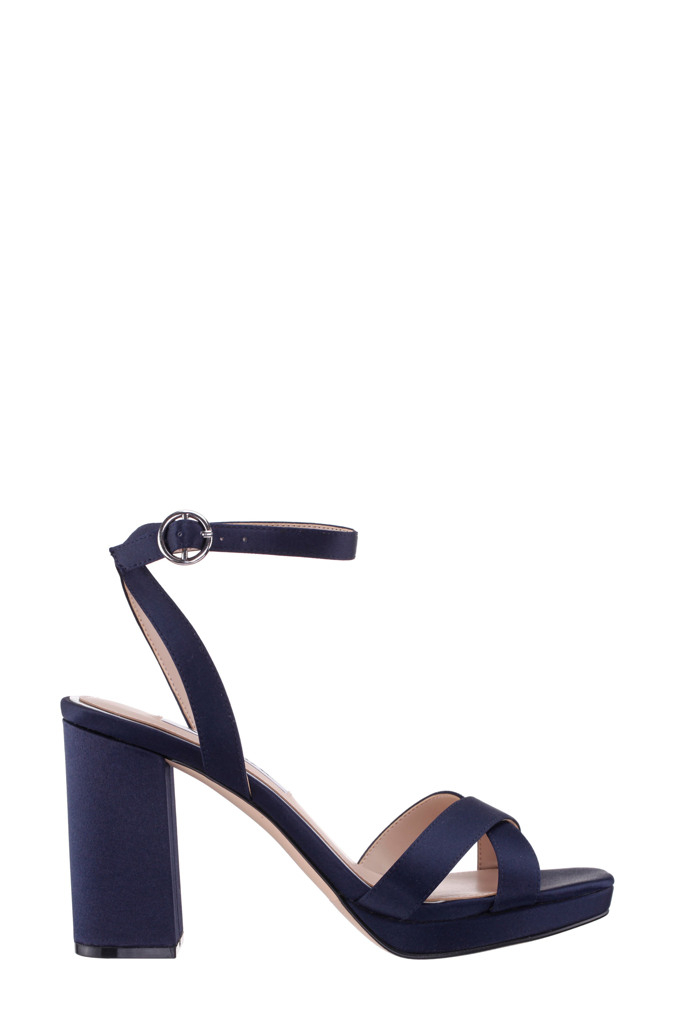 Nina Sheilia Ankle Strap Sandal, Alternate, color, New Navy Luster Satin