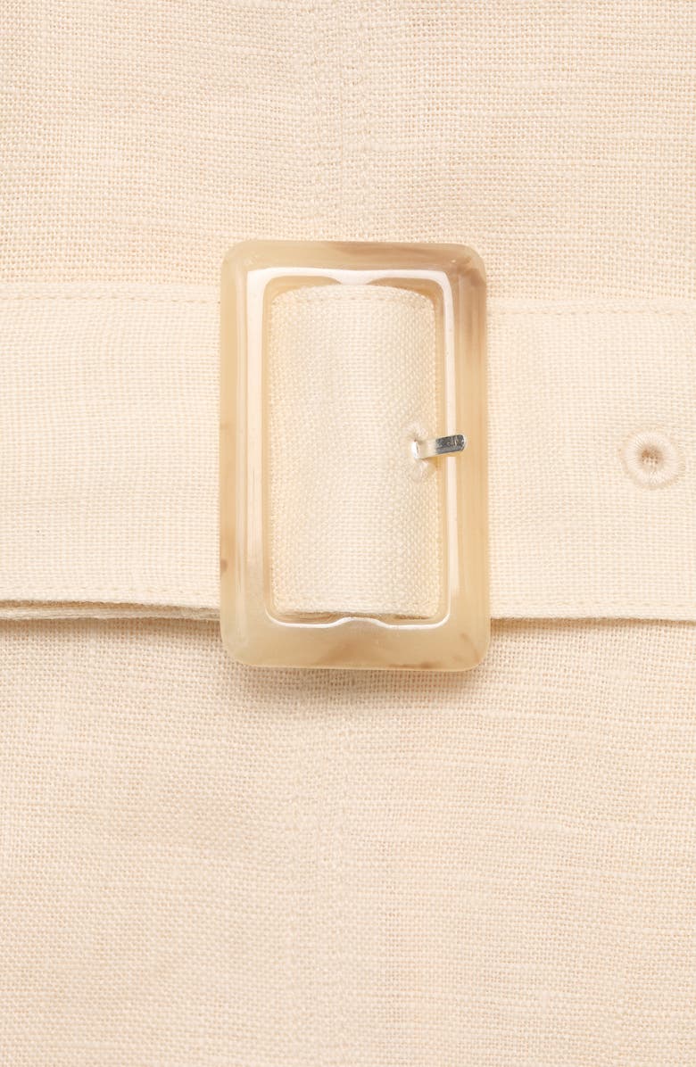 MANGO Belted Linen Dress, Alternate, color, Beige