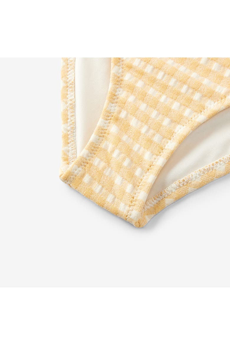 Ruffle Square Neck Swimsuit, Alternate, color, Yellow Gingham