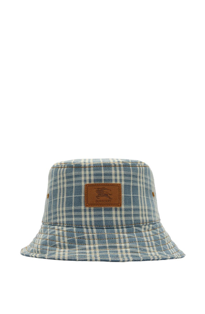 Burberry Check Denim Bucket Hat, Main, color, Dark Indigo Blue