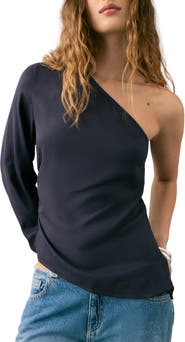 MANGO TEEN Asymmetric Ruched One-Shoulder Top