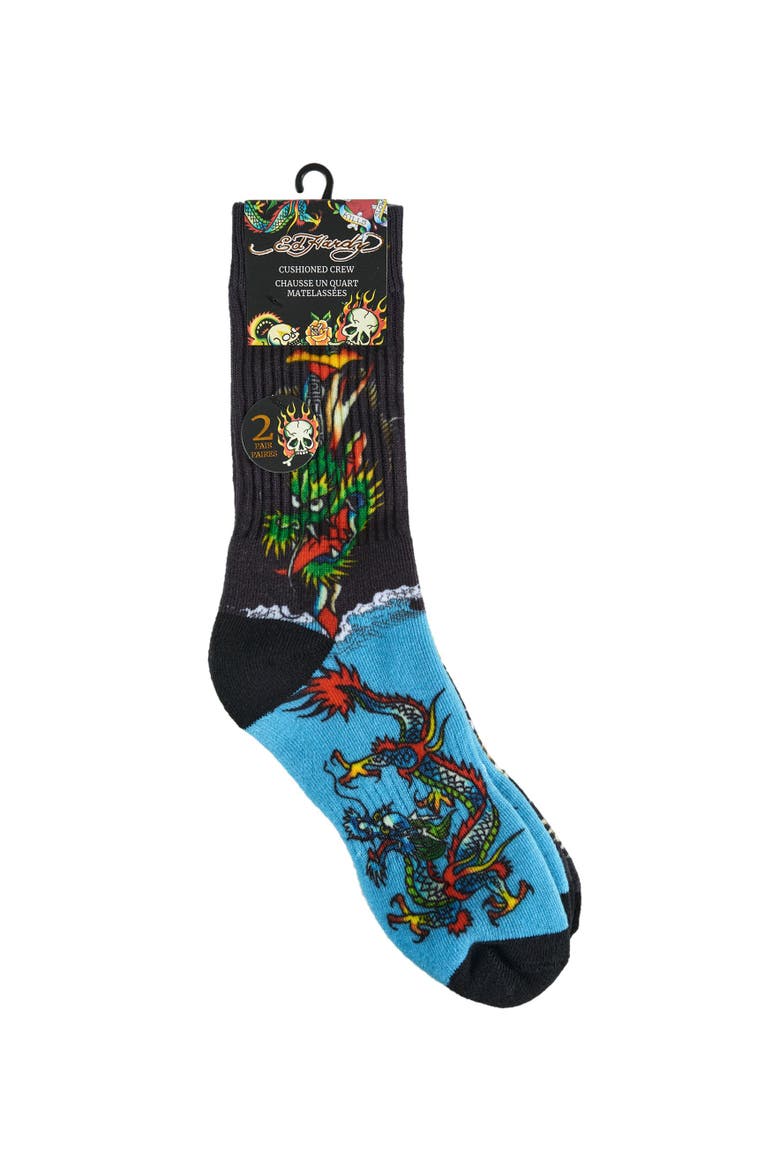 360 Print Full Cushion Crew Sock 2-Pack, Alternate, color, Black