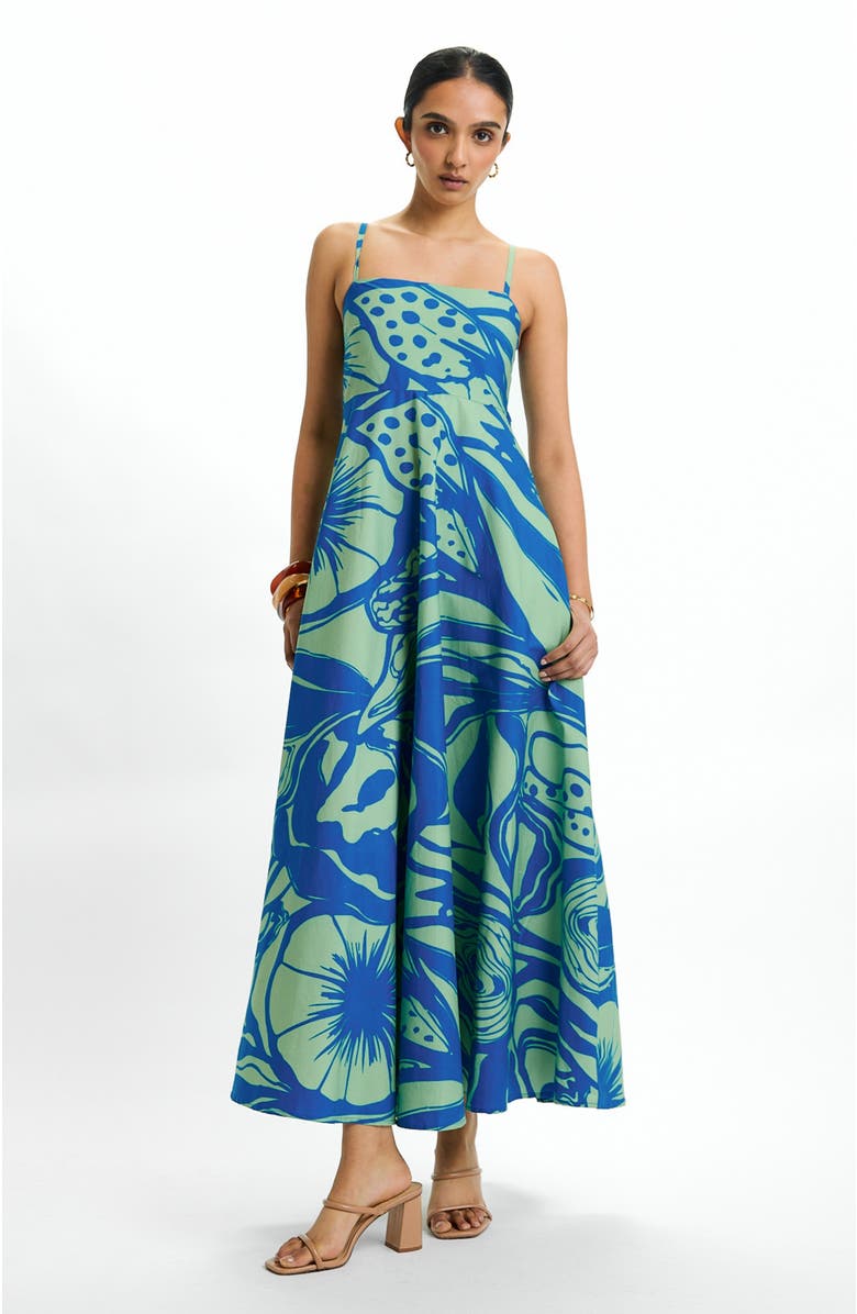 DIARRABLU Tima Mint Oria Cotton Midi Dress, Main, color, Tima Mint