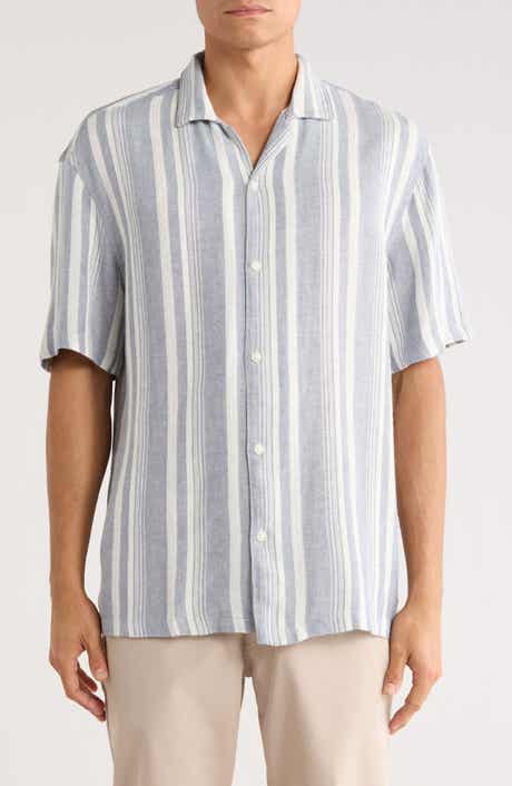 Cactus Man Relaxed Fit Stripe Textured Camp Shirt
