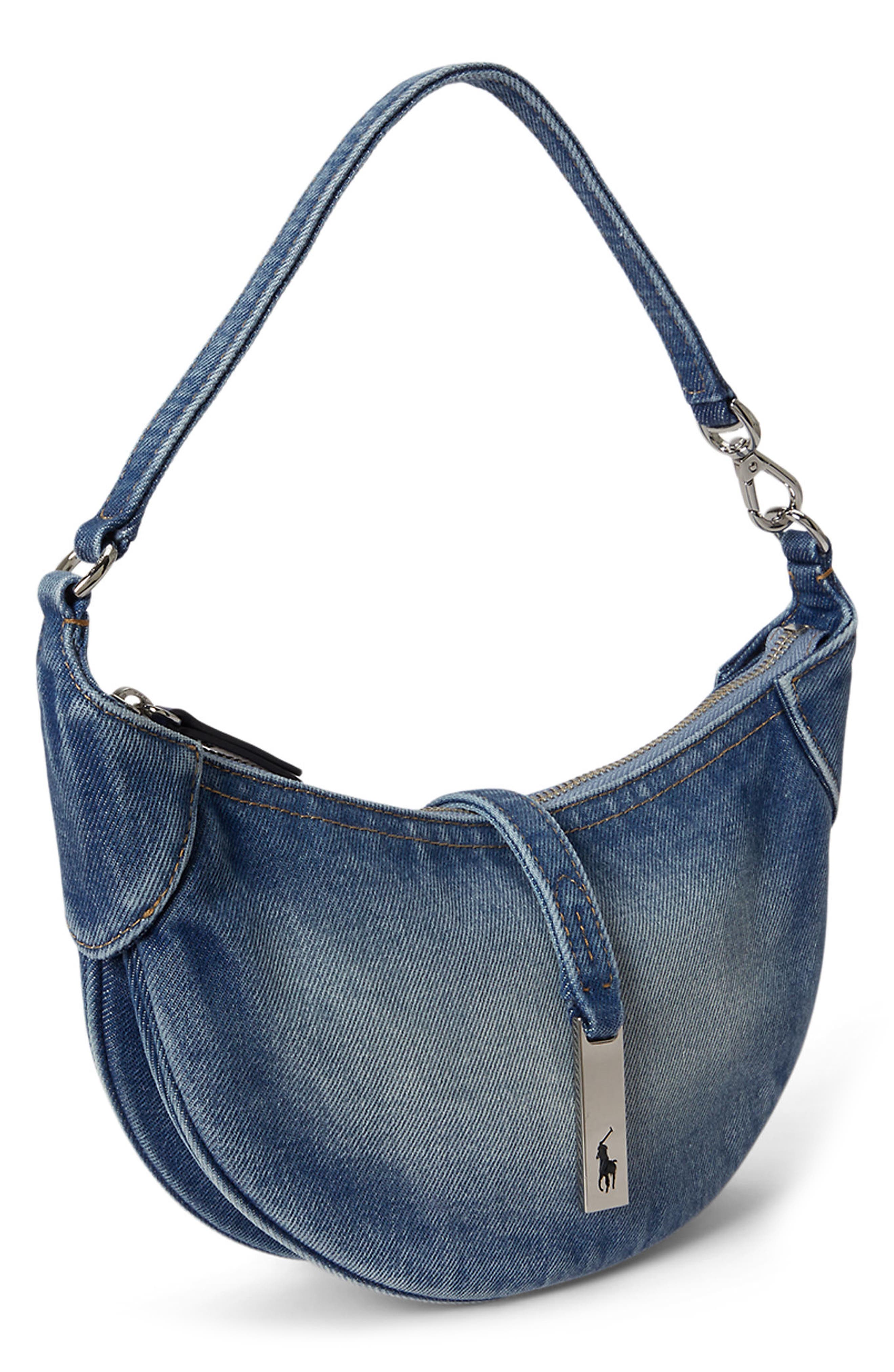 Polo Ralph Lauren Mini Polo ID Denim Shoulder Bag, Alternate, color, Joan Wash