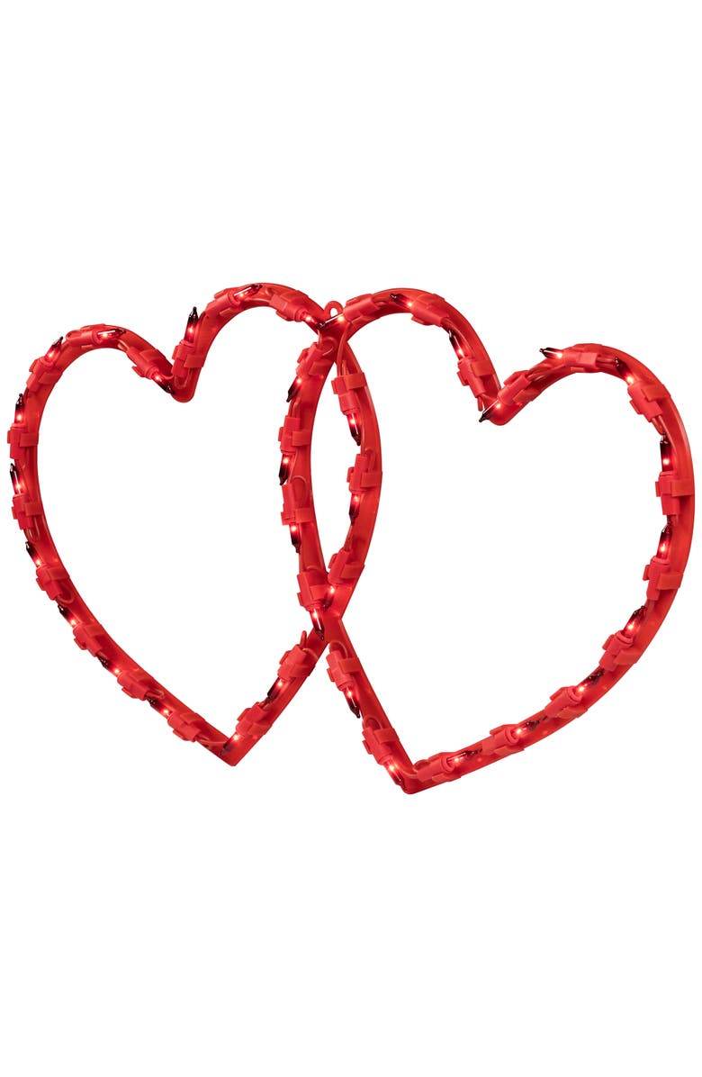 Northlight Lighted Double Heart Valentine's Day Window Silhouette - 17" - Red, Alternate, color, 