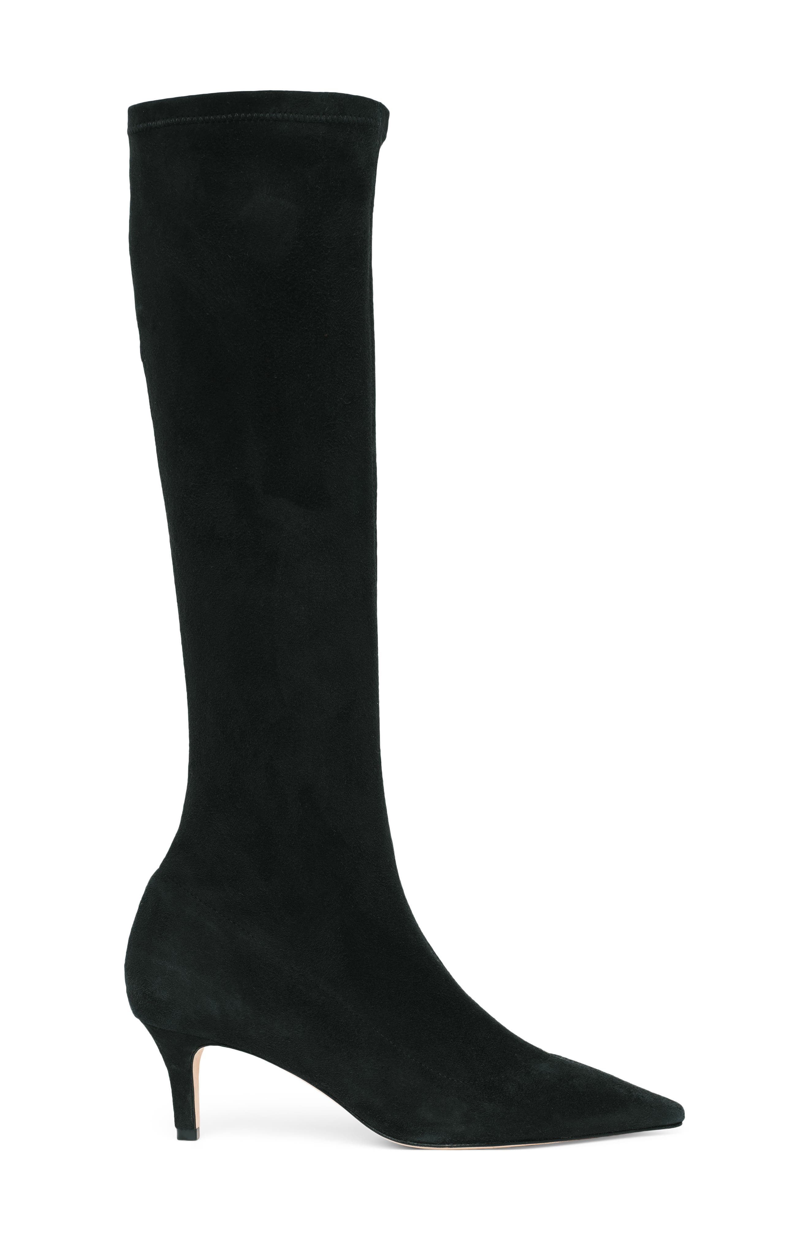 Jade Stretch Suede Knee High Boot, Alternate, color, BLACK