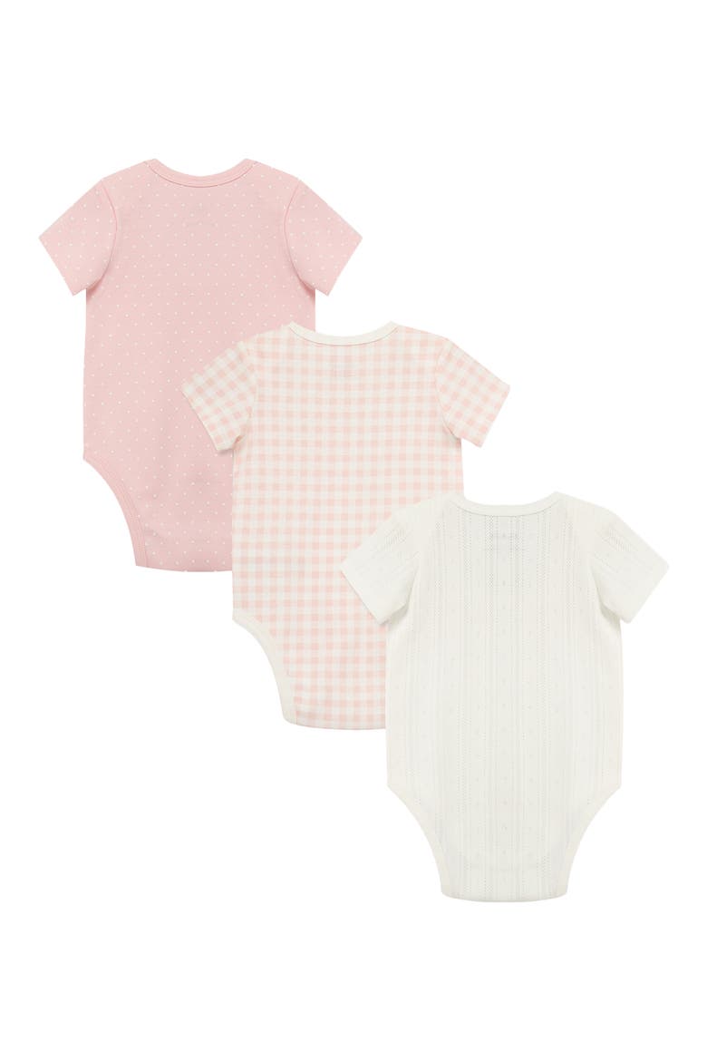 3-Pack Check Assorted Cotton Bodysuits, Alternate, color, PINK