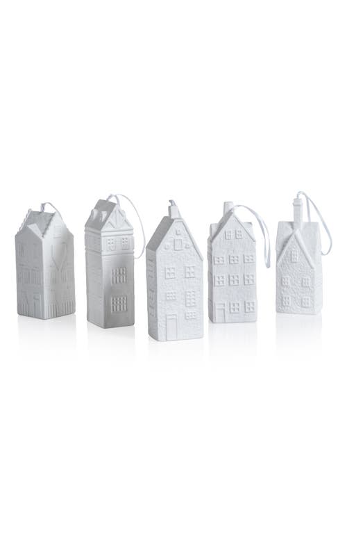 Zodax Set Of 6 Amsterdam Canal House Bone China Ornaments In White
