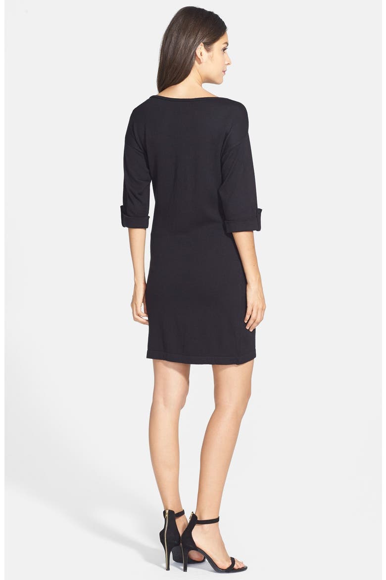 'Oxana' Boatneck Sweater Dress, Alternate, color, BLACK
