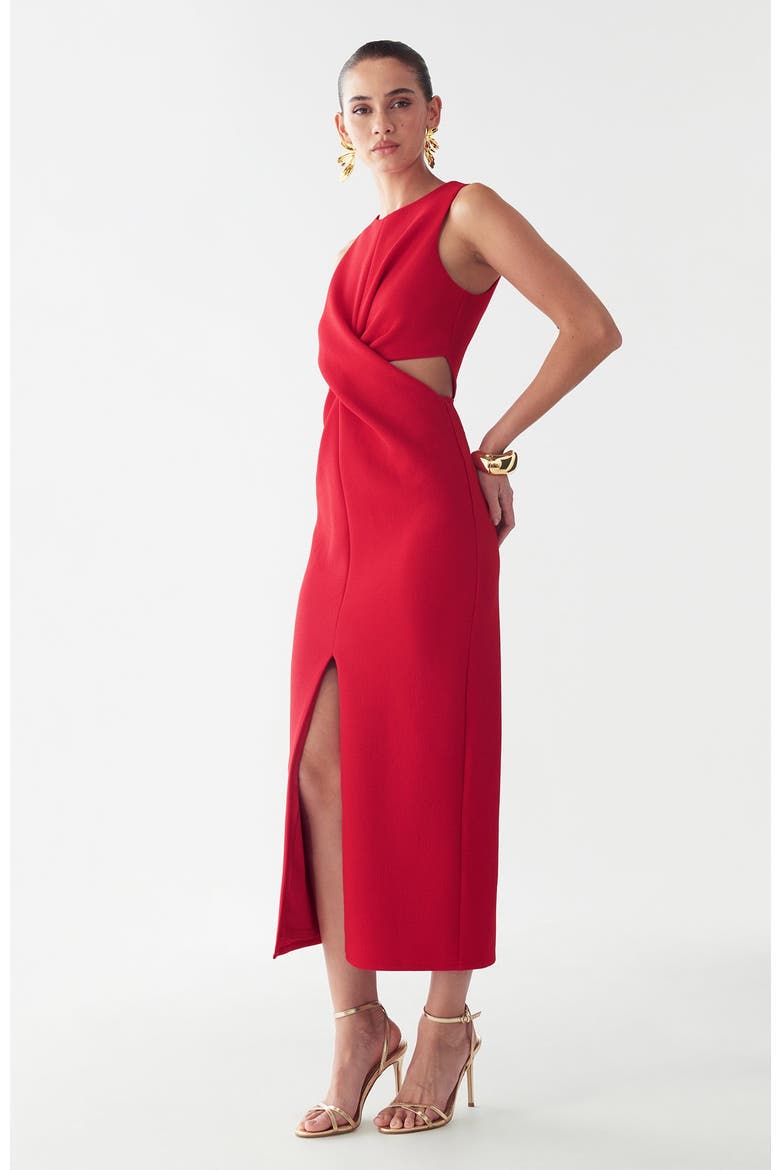 Newark Midi Dress, Alternate, color, Poppy Red