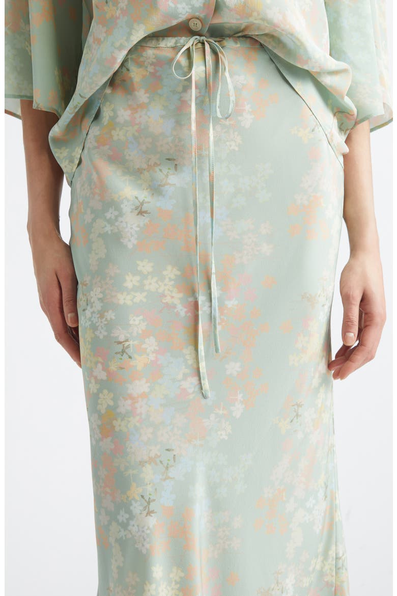 Emily Floral Print Silk Maxi Skirt, Alternate, color, JASMIN - MINT
