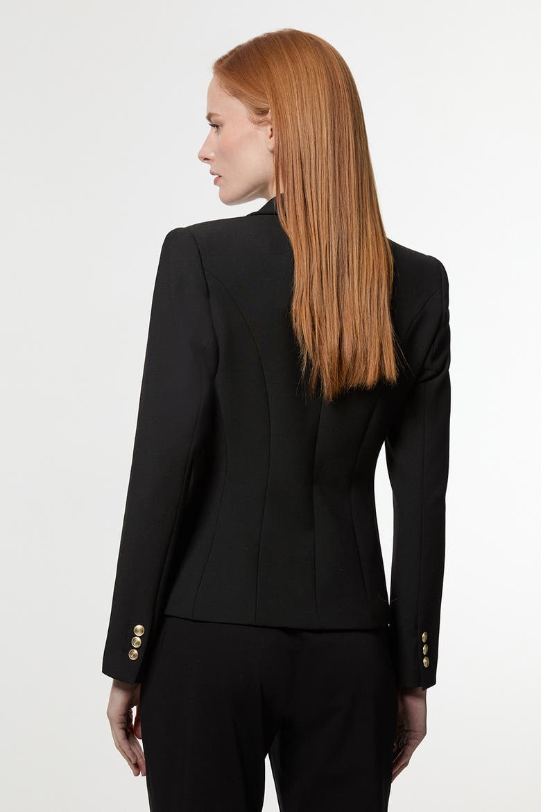 Petite Tailored Button Military Blazer, Alternate, color, Black